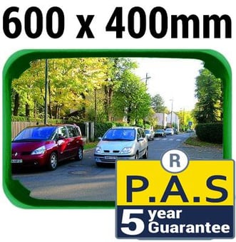 Picture of MULTI-PURPOSE MIRROR - P.A.S - 600 x 400mm - Green Frame - To View 2 Directions - 5 Year Guarantee - [VL-V926]