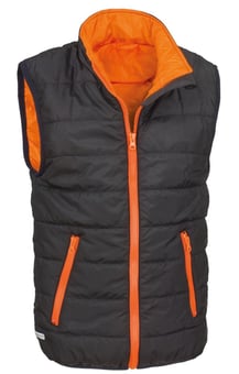 picture of Result Core Child's Padded Bodywarmer - Black/Orange - BT-R234JY-BO