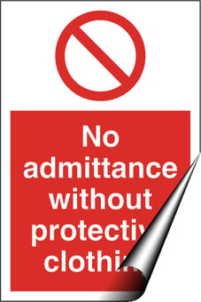 picture of No Admittance Protective Clothing Sign - 200 x 300Hmm - Self Adhesive Vinyl [AS-PR75-SAV]