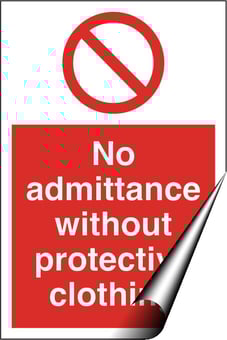 picture of No Admittance Protective Clothing Sign - 200 x 300Hmm - Self Adhesive Vinyl [AS-PR75-SAV]