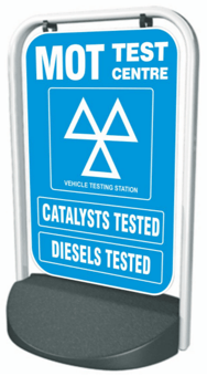 Picture of Swinger Pavement Forecourt Sign - MOT Catalysts and Diesels Tested - 500 x 750mm - [PSO-PSS7750-13-6]