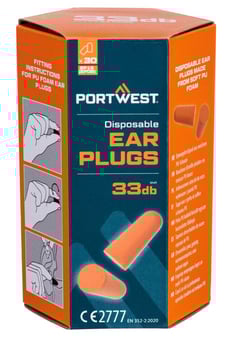 picture of Portwest EP13 PU Foam Ear Plugs - 30 Pairs - Orange - [PW-EP13ORR]