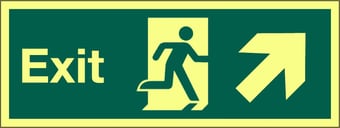 picture of Photoluminescent Exit Sign - Arrow North East - 400 x 150Hmm - Self Adhesive Rigid Plastic - [AS-PH20-SARP]