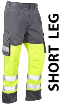 picture of Bideford - Hi-Vis Yellow/Grey Poly/Cotton Cargo Trouser - Short Leg - LE-CT01-Y/GY-S