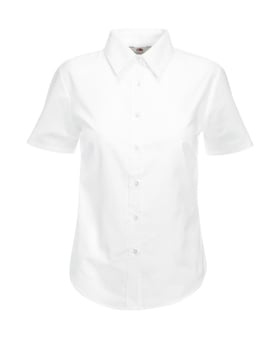 picture of Fruit Of The Loom White Lady Fit Short Sleeve Oxford Shirt - BT-65000-WHT - (DISC-X)