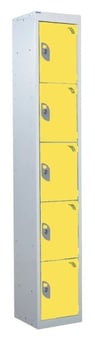 picture of QMP Tool Charging Locker - Solid Door - RCD Plug - 5 Compartment - Yellow - 1800H x 300W x 450D mm - [QM-BR1830455YSX]