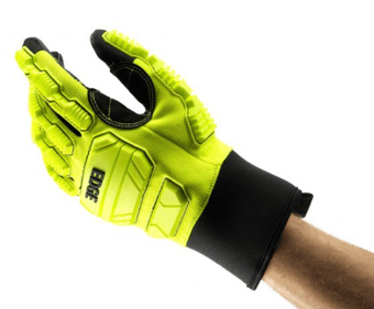 picture of Ansell EDGE 48-205 HiViz Yellow Black Impact Gloves - Pair - AN-48-205