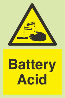 picture of Photoluminescent Battery Acid  Signs - 200 X 300Hmm - Self Adhesive Rigid Plastic - [AS-PH248-SARP]