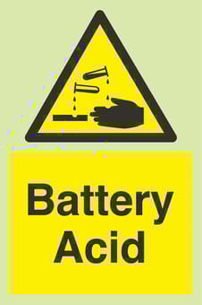 Picture of Photoluminescent Battery Acid  Signs - 200 X 300Hmm - Self Adhesive Rigid Plastic - [AS-PH248-SARP]