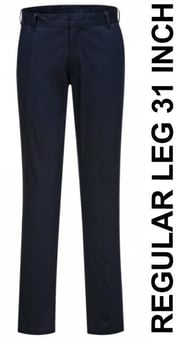 picture of Portwest - Stretch Slim Chino Dark Navy Blue Trouser - Regular Leg 31 Inch - PW-S232DNR