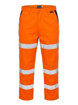 picture of Orange Hi Vis 3 Band Polycotton Trousers - Regular Leg - [PLW-PTO26R] - (DISC-W)