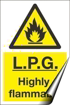 picture of L.P.G. Highly Flammable Sign LARGE - 400 x 600Hmm - Self Adhesive Vinyl - [AS-WA67-SAV]