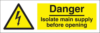picture of Danger Isolate Main Supply Before Opening Sign LARGE - 600 x 200Hmm - Rigid Plastic - [AS-WA25-RP]