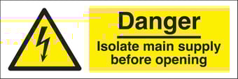 Picture of Danger Isolate Main Supply Before Opening Sign LARGE - 600 x 200Hmm - Rigid Plastic - [AS-WA25-RP]