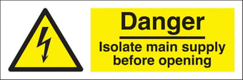 Picture of Danger Isolate Main Supply Before Opening Sign LARGE - 600 x 200Hmm - Rigid Plastic - [AS-WA25-RP]