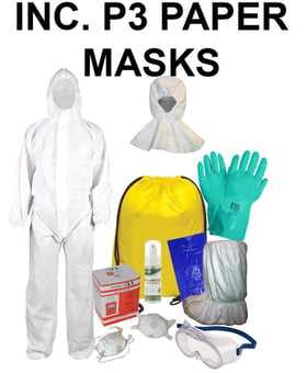 picture of MIDI Ebola Clean Up Safety Kit In Pull String Bag With Pack of 10 Disposable Masks - IH-MIDIEBOLAKIT-VALUE