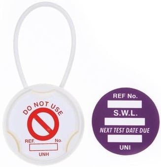 Picture of Scafftag Unitag Safe Working Load Next Test Date Insert Pack - Box of 20 Holders 20 Inserts & 1 Permanent Marker Pen - Choice of Colours - SC-UNH-PK-UNI