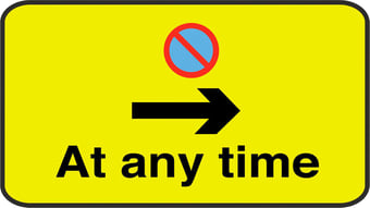 picture of Parking & Site Management - At Any Time Arrow Right Sign - Class 1 Ref  BSEN 12899-1 2001 - 250 x 180Hmm - Reflective - 3mm Aluminium - [AS-TR63-ALU]