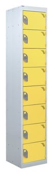 picture of QMP Tool Charging Locker - Solid Door - Standard Plug - 8 Compartment - Yellow - 1800H x 300W x 450D mm - [QM-BL1830458YSX]