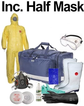 picture of PROFESSIONAL Comprehensive Ebola Clean Up Safety Kit In Spacious Work Bag - With Half Mask - IH-EBOLAKIT-HM-COMPRE