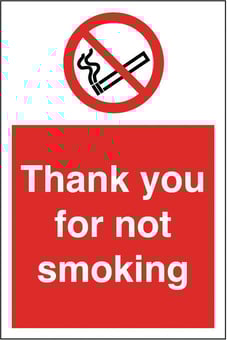 picture of Thank You for Not Smoking Sign LARGE - 400 x 600Hmm - Rigid Plastic - [AS-PR14-RP]