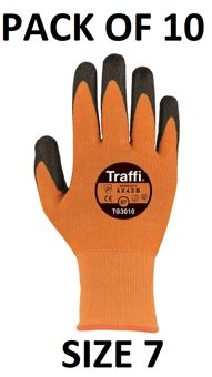 picture of TraffiGlove Classic 3 Polyurethane Handling Gloves - Size 7 - Pack of 10 - TS-TG3010-7X10 - (AMZPK2)