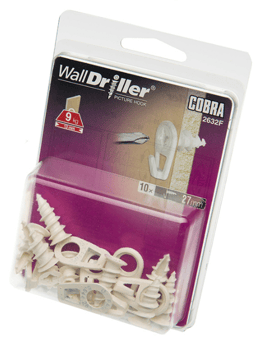 Picture of Cobra WallDriller Picture Hook White Small 10 Pack - [MX-2632F]