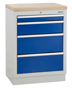 picture of BiGDUG 4 Drawer Cabinet - 948h x 680w x 463d mm - Multiplex Worktop - [BDU-TGC3GBM] - (LP)