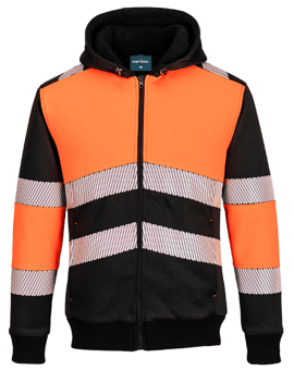 Picture of Portwest PW377 - PW3 Zipped Class 1 Winter Hoodie Orange/Black - PW-PW377OBR