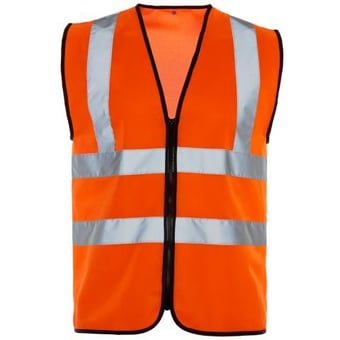 picture of Supertouch 2 Band and Brace Orange Hi Vis Zip Vest - Black Binding - ST-32381