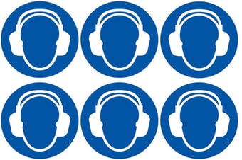 picture of Safety Labels - Ear Protection 2 Symbol (24 pack) 6 to Sheet - 75mm dia - Self Adhesive Vinyl - [IH-SL31-SAV]