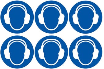 picture of Safety Labels - Ear Protection 2 Symbol (24 pack) 6 to Sheet - 75mm dia - Self Adhesive Vinyl - [IH-SL31-SAV]