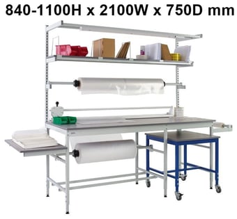 picture of QMP Pack Tek Dual Workbench Kit 3 - 840-1100H x 2100W x 750D mm - Laminate Worktop - [QM-BPD842175PL3]