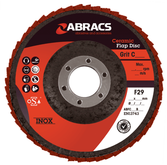 Picture of Abracs Ceramic Flap Disc 115mm x 22mm - 60g - 13,300 Max RPM - Box of 25 - [ABR-ABFC115B060]