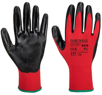 Picture of Portwest A310 Black Nitrile Coated Red Flexo Grip Gloves - Box Deal 120 Pairs - IH-PWA310R8R