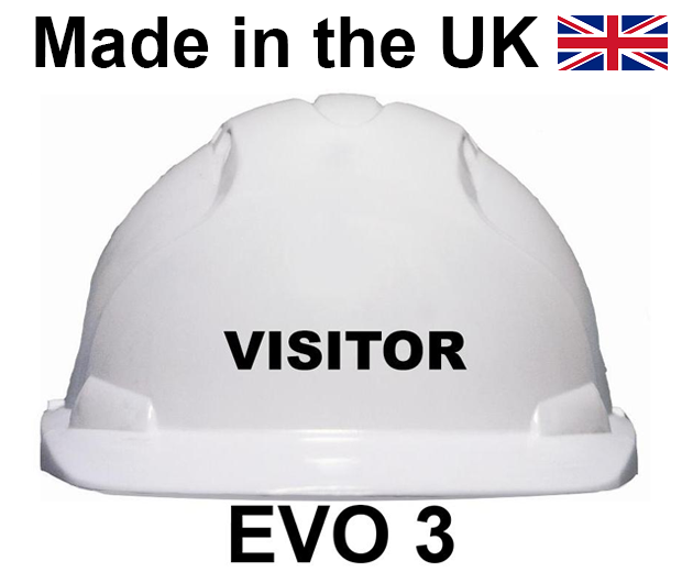 JSP - EVO3 White Safety Helmet - VISITOR Printed on Front in Black - [JS-AJF160-000-100]