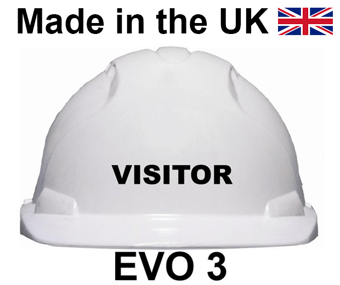 picture of JSP - EVO3 White Safety Helmet - VISITOR Printed on Front in Black - [JS-AJF160-000-100]