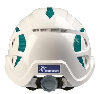 picture of Centurion - Nexus Core White Helmet - Wheel Ratchet Vented With S30GNHIRS Green Stickers - [CE-S16EWRFN-G] - (DISC-R)