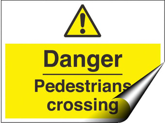 Picture of Danger Pedestrians Crossing Sign - 600 x 450Hmm - Self Adhesive Vinyl [AS-WA255-SAV]