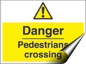 picture of Danger Pedestrians Crossing Sign - 600 x 450Hmm - Self Adhesive Vinyl [AS-WA255-SAV]