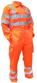 Picture of Beeswift Hi Vis Orange Polycotton Rail Coverall - BE-RSC