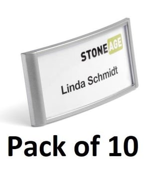 picture of Durable - Classic Name Badge with Combi Clip - 34 x 74 mm - Silver - Pack of 10 - [DL-854323]