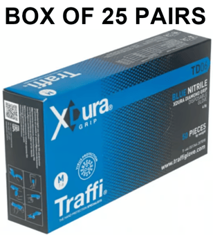 picture of TraffiGlove TD06 X-Dura Grip Nitrile Disposable Glove Blue - Box of 25 Pairs - TS-TD06