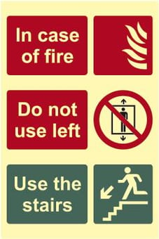 Picture of In case of fire Do not use lift Use the stairs - Photolum. (200 x 300mm) - [SCXO-CI-12437]