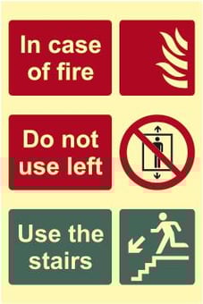 Picture of In case of fire Do not use lift Use the stairs - Photolum. (200 x 300mm) - [SCXO-CI-12437]