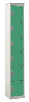 picture of QMP Tool Charging Locker - Solid Door - Standard Plug - 6 Compartment - Green - 1800H x 300W x 450D mm - [QM-BL1830456GSX]
