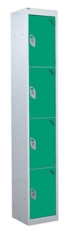 picture of QMP Tool Charging Locker - Solid Door - RCD Plug - 4 Compartment - Green - 1800H x 300W x 450D mm - [QM-BR1830454GSX]