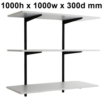 picture of BiGDUG Office Wall Mounted Shelving Kit - 1000h x 1000w x 300d mm - 3 White Melamine Levels - [BDU-TSB1033WO]