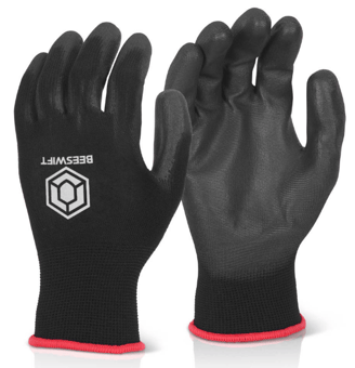 picture of Beeswift Polyurethane Coated Glove Black/Black - BE-EC9NBL