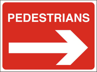 Picture of Non Reflective Traffic Signs - Pedestrians Arrow Right - 600 x 450Hmm - Rigid Plastic [AS-GE121-RP]